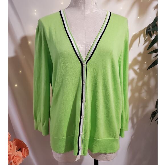 Vtg Chaps V-Neck Button Cardigan Size XL Preppy Country Club Old Money Green - Picture 1 of 9